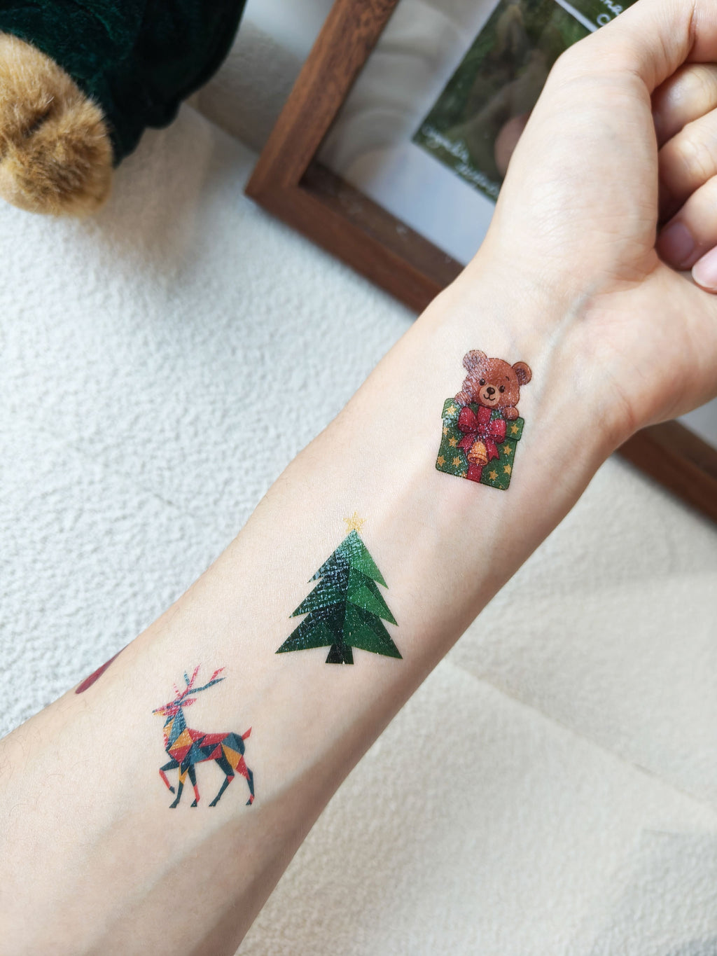 Christmas Holiday Cheer Temporary Tattoo Collection - 8 Sheets, 96 Designs
