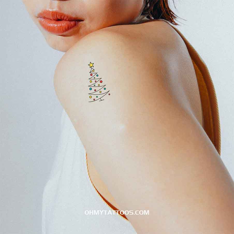 OHMYTATTOOS Abstract Holiday Tree Temporary Tattoo (Set of 3)