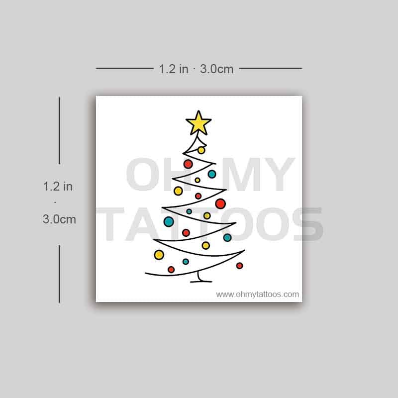 OHMYTATTOOS Abstract Holiday Tree Temporary Tattoo (Set of 3)