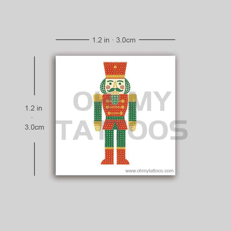 OHMYTATTOOS Abstract Nutcracker Soldier with Dotted Patterns Temporary Tattoo(Set of 3)