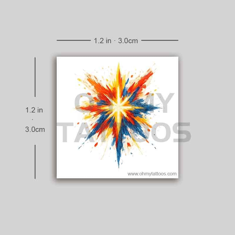 OHMYTATTOOS Abstract Star of Bethlehem with Splashes of Color Temporary Tattoo(Set of 3)