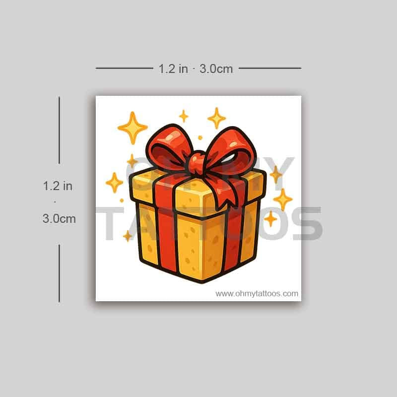 OHMYTATTOOS Animated Christmas Present with Ribbon and Sparkles Temporary Tattoo(Set of 3)