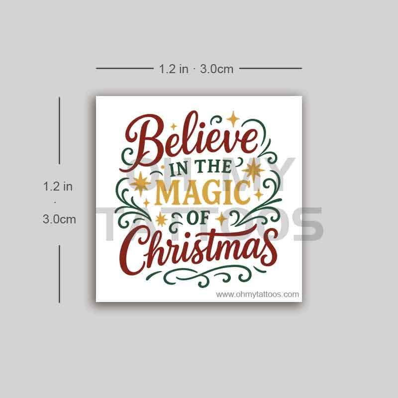 OHMYTATTOOS "Believe in the Magic of Christmas" Typography Temporary Tattoo(Set of 3)