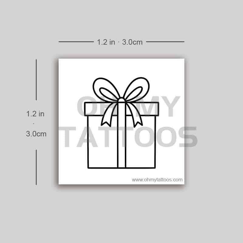 OHMYTATTOOS Black Simple Christmas Present with Ribbon Temporary Tattoo(Set of 3)