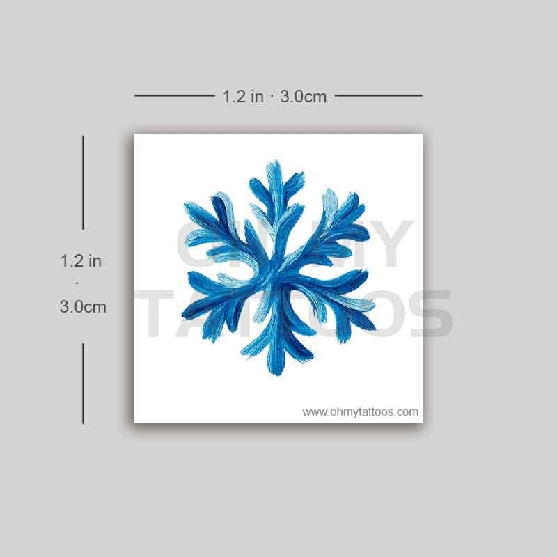 OHMYTATTOOS Blue Abstract Snowflake Temporary Tattoo(Set of 3)