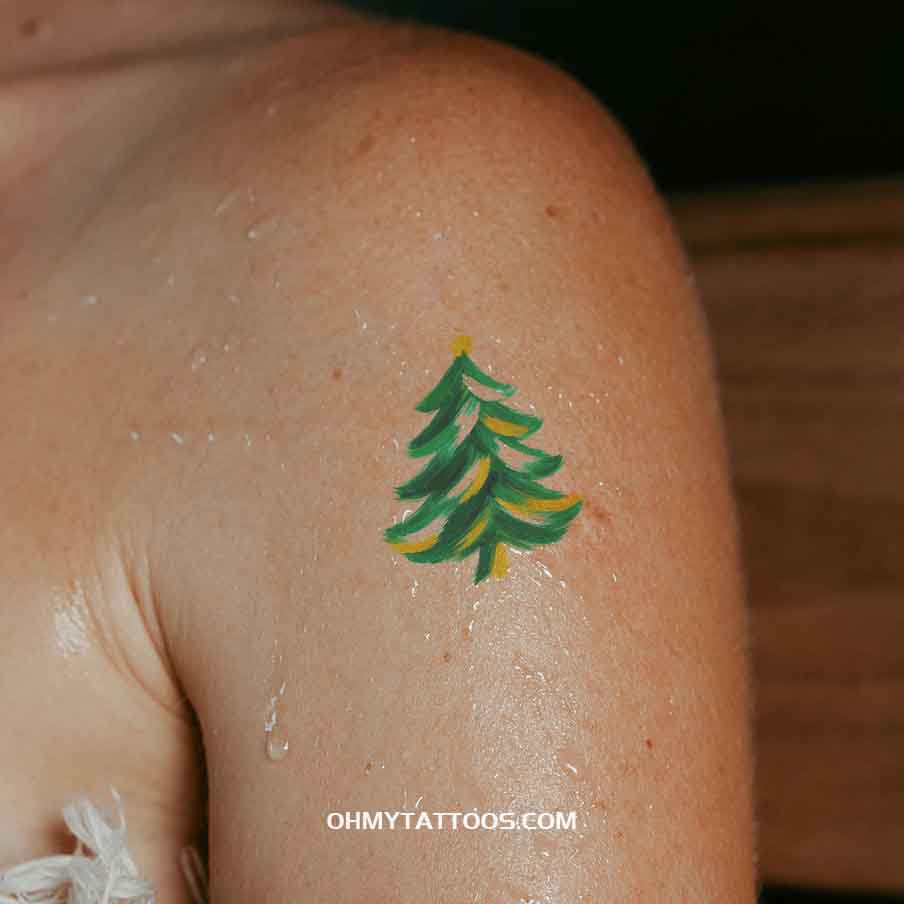 OHMYTATTOOS Brushstroke Christmas Tree Temporary Tattoo (Set of 3)