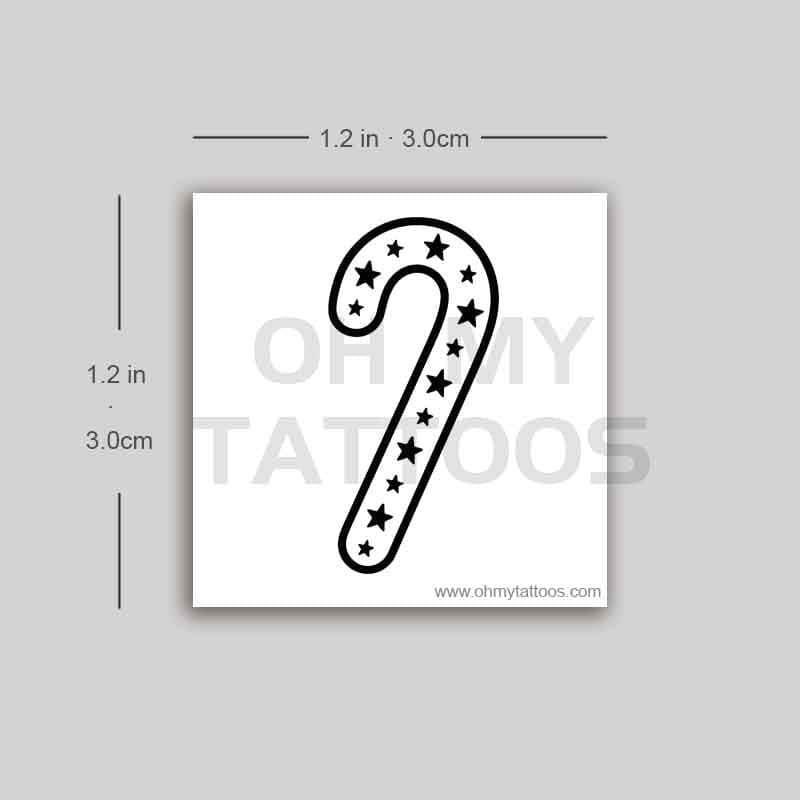 OHMYTATTOOS Celestial Candy Cane Christmas Tempoary Tattoo(Set of 3)