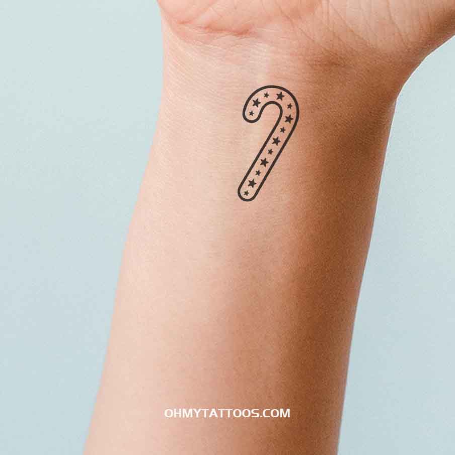 OHMYTATTOOS Celestial Candy Cane Christmas Tempoary Tattoo(Set of 3)