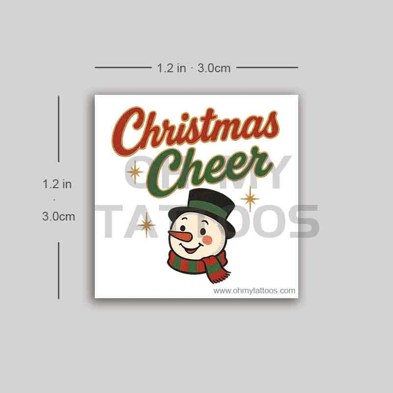 OHMYTATTOOS "Christmas Cheer with Snowman" Typography Temporary Tattoo(Set of 3)