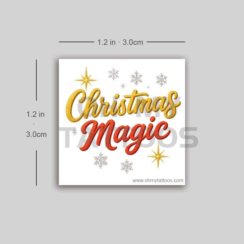 OHMYTATTOOS "Christmas Magic with Snowflakes" Glitter Typography Temporary Tattoo(Set of 3)