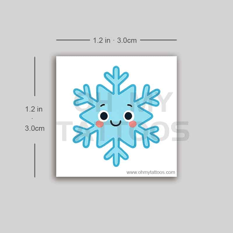 OHMYTATTOOS Colorful Smiling Snowflake Temporary Tattoo(Set of 3)