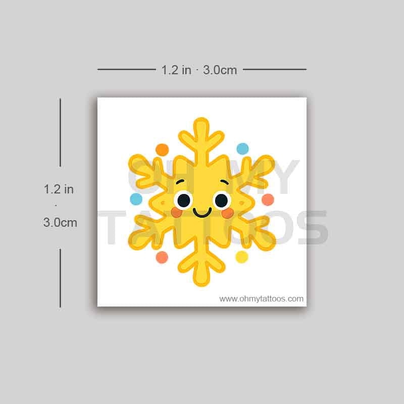 OHMYTATTOOS Colorful Smiling Snowflake Temporary Tattoo(Set of 3)
