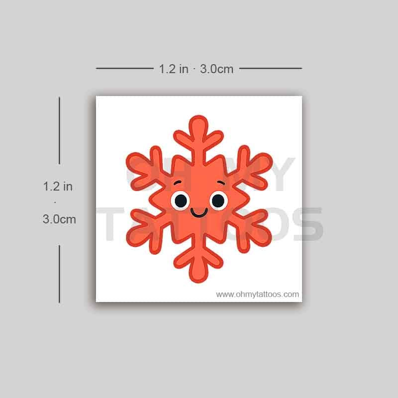 OHMYTATTOOS Colorful Smiling Snowflake Temporary Tattoo(Set of 3)