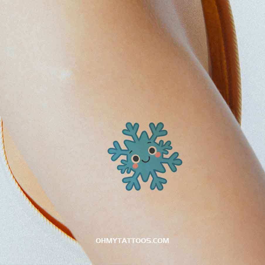 OHMYTATTOOS Colorful Smiling Snowflake Temporary Tattoo(Set of 4)