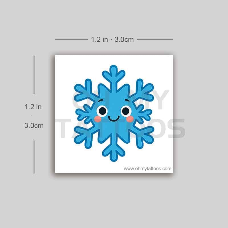 OHMYTATTOOS Colorful Smiling Snowflake Temporary Tattoo(Set of 4)