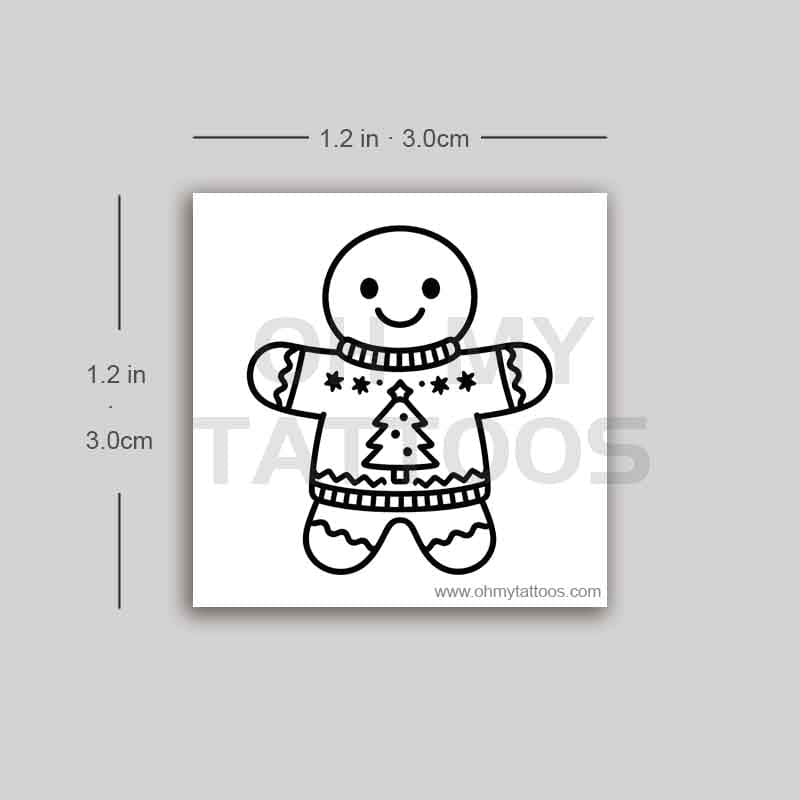 OHMYTATTOOS Cozy Gingerbread Man Temporary Tattoo(Set of 3)