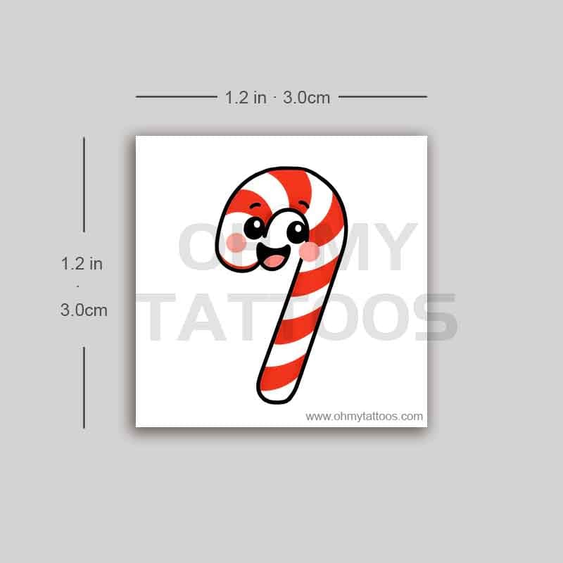 OHMYTATTOOS Cute Candy Cane Christmas Tempoary Tattoo(Set of 3)