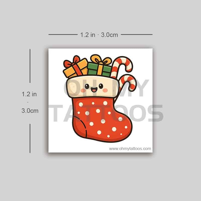 OHMYTATTOOS Cute Christmas Stocking Temporary Tattoo(Set of 3)