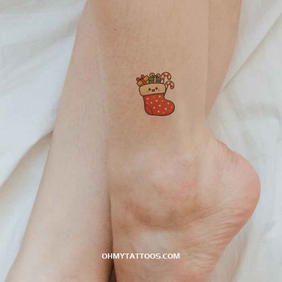 OHMYTATTOOS Cute Christmas Stocking Temporary Tattoo(Set of 3)