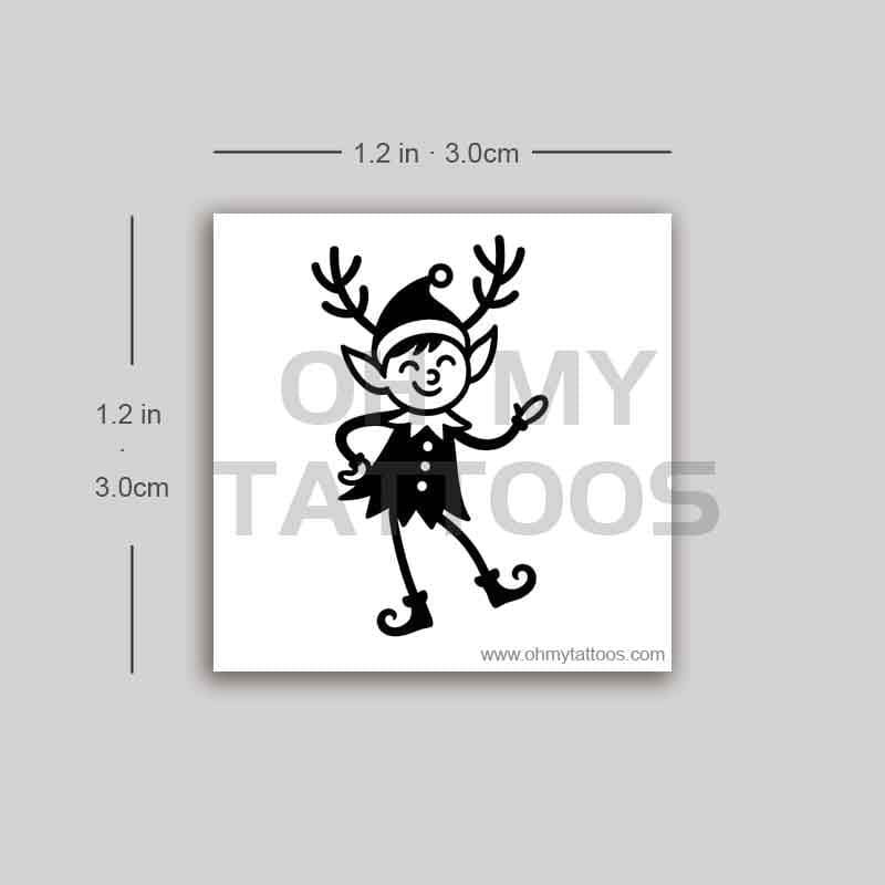 OHMYTATTOOS Elf with Antlers Christmas Temporary Tattoo(Set of 3)