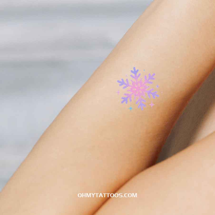 OHMYTATTOOS Enchanting Snowflake Sparkle Temporary Tattoo(Set of 3)