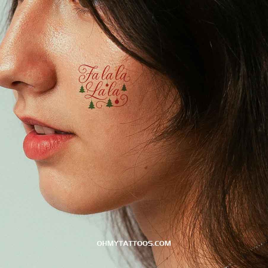 OHMYTATTOOS "Fa La La La La" Christmas Song Lyrics Temporary Tattoo(Set of 3)