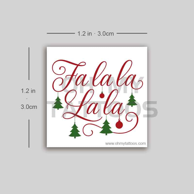 OHMYTATTOOS "Fa La La La La" Christmas Song Lyrics Temporary Tattoo(Set of 3)