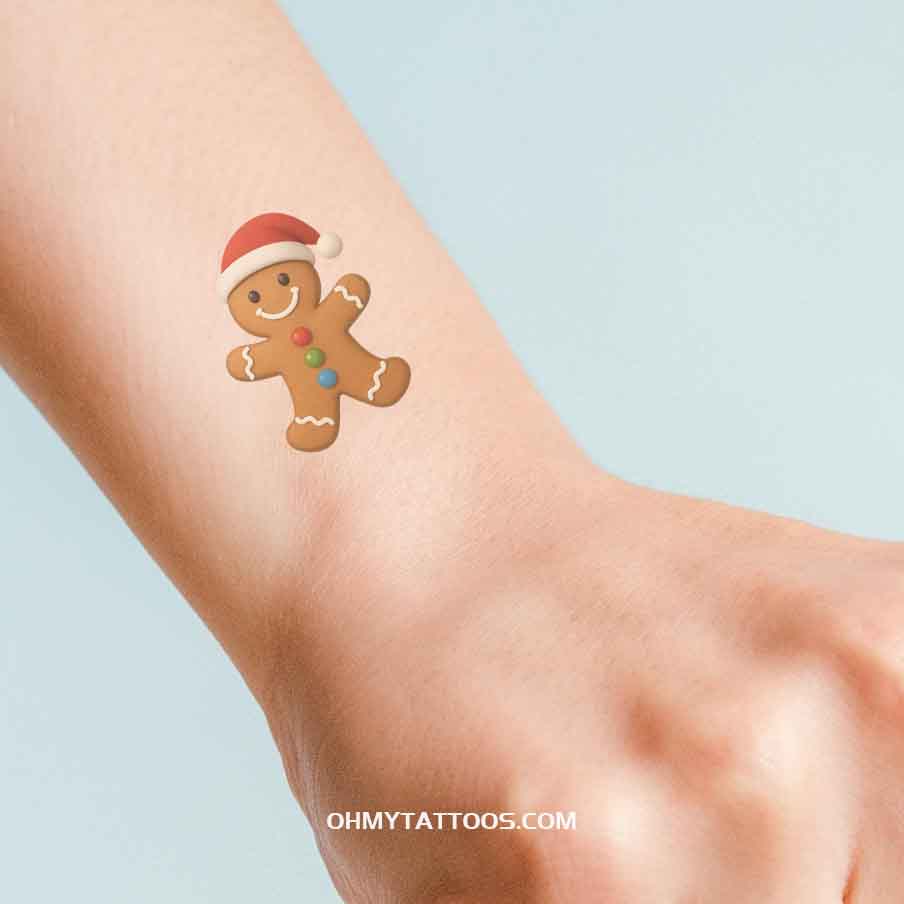 OHMYTATTOOS Festive Gingerbread Man Temporary Tattoo(Set of 3)