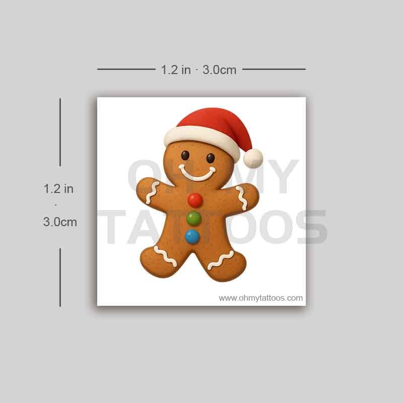 OHMYTATTOOS Festive Gingerbread Man Temporary Tattoo(Set of 3)