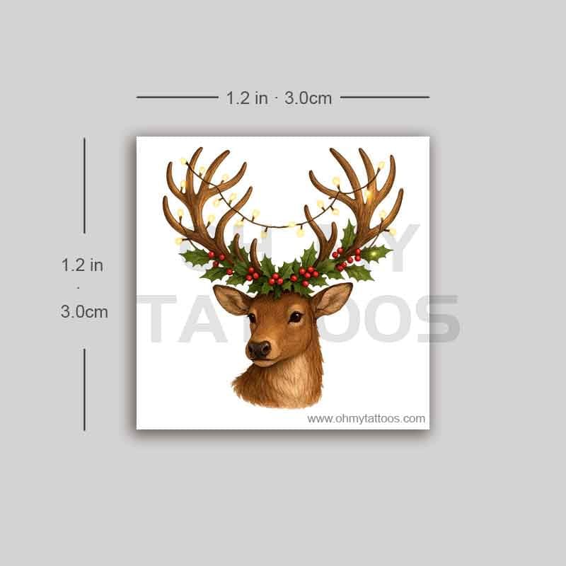 OHMYTATTOOS Festive Reindeer Antlers Temporary Tattoo(Set of 3)
