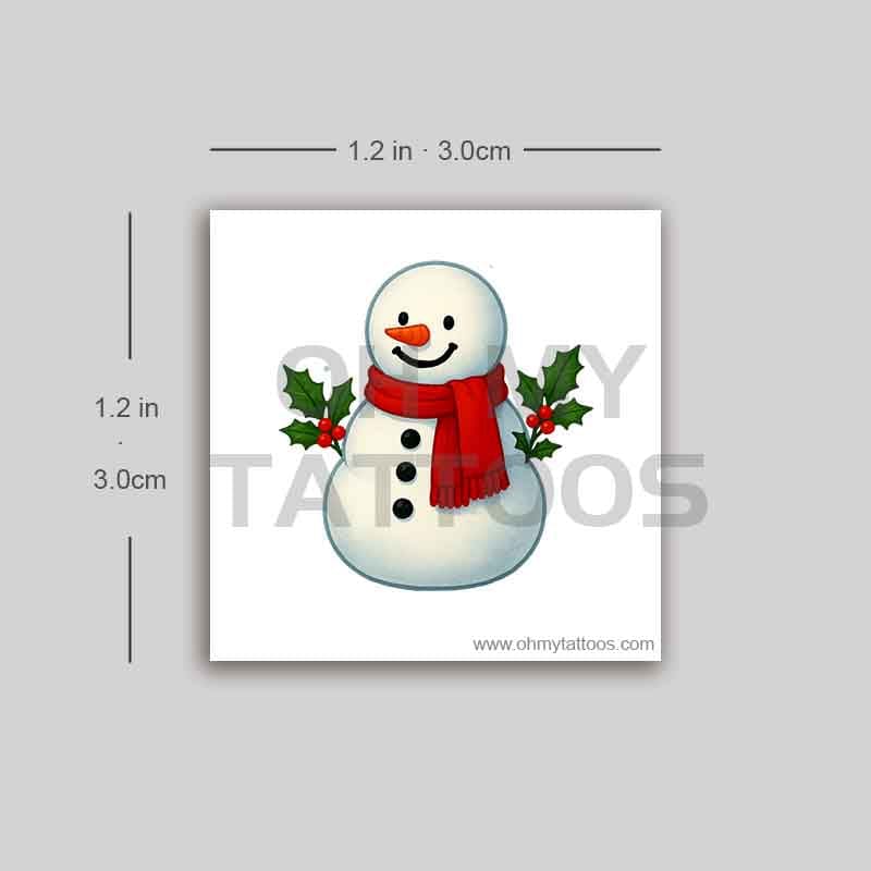 OHMYTATTOOS Festive Snowman with Mistletoe Temporary Tattoo(Set of 3)