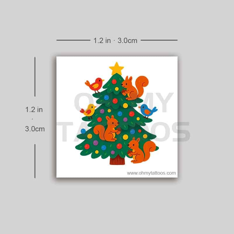 OHMYTATTOOS Festive Tree with Critters Temporary Tattoo (Set of 3)