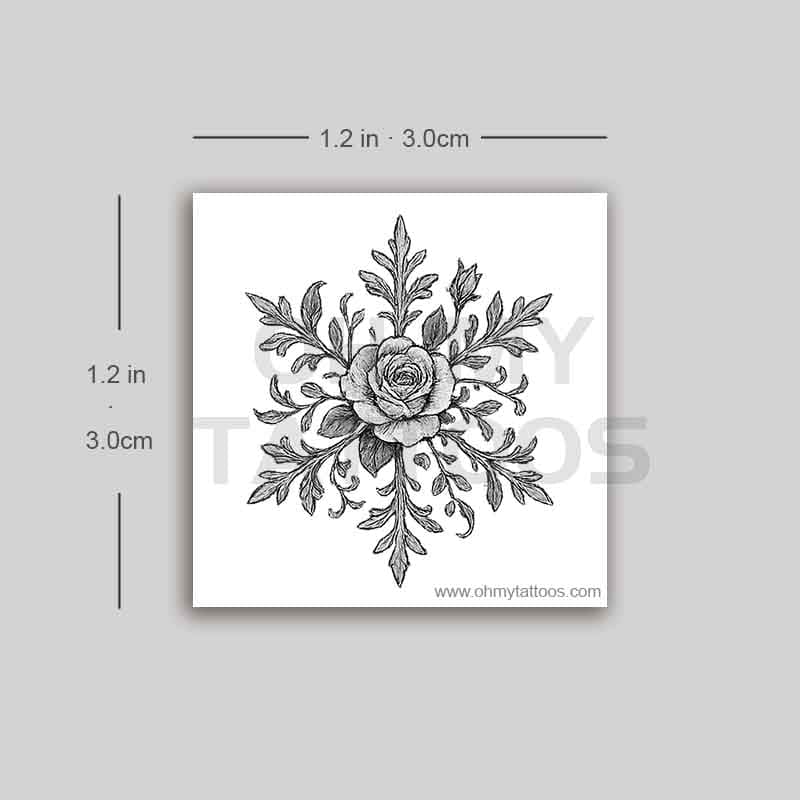 OHMYTATTOOS Floral Snowflake Elegance Temporary Tattoo(Set of 3)