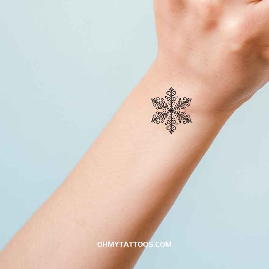 OHMYTATTOOS Frosted Snowflake Temporary Tattoo(Set of 3)