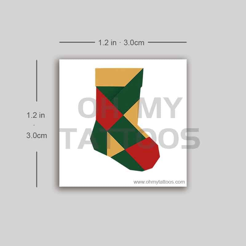 OHMYTATTOOS Geometric Minimalist Christmas Stocking Temporary Tattoo(Set of 3)