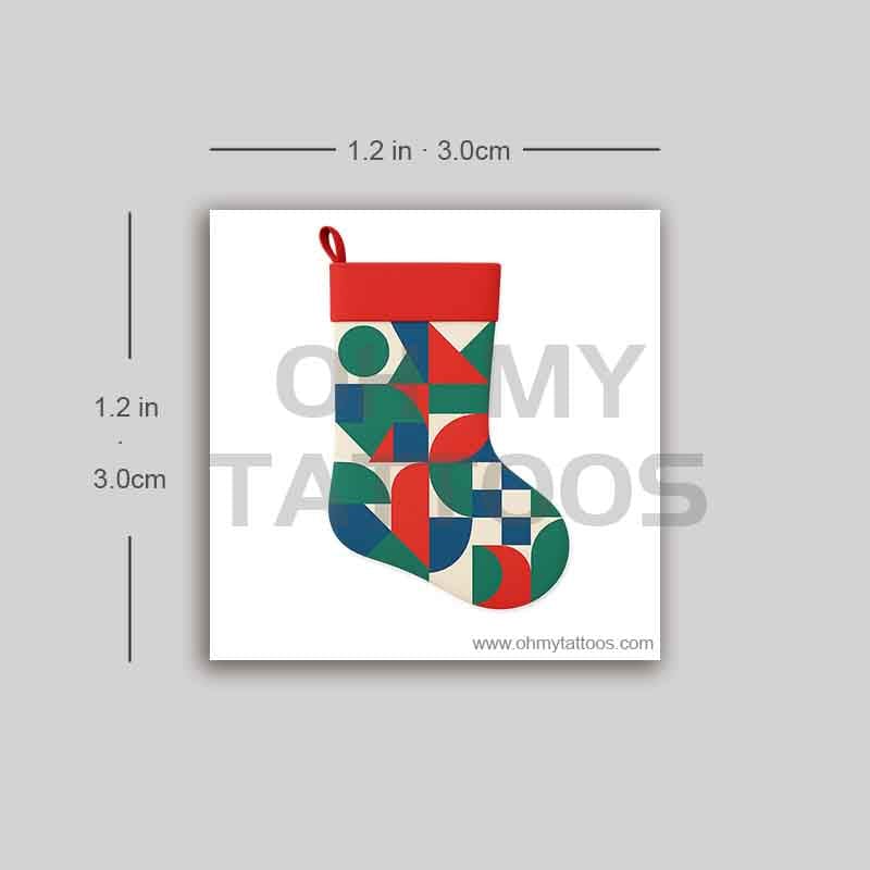 OHMYTATTOOS Geometric Modern Abstract Christmas Stocking Temporary Tattoo(Set of 3)