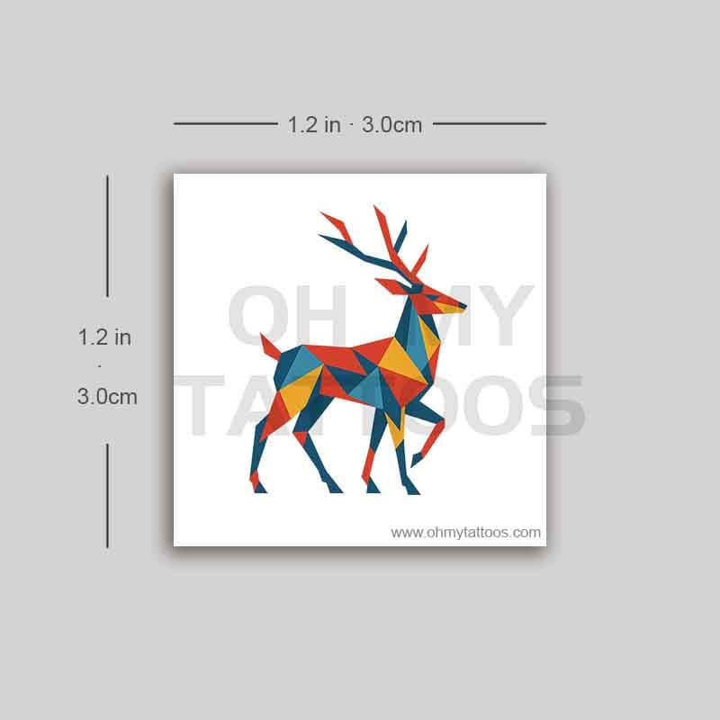 OHMYTATTOOS Geometric Reindeer Art Temporary Tattoo(Set of 3)