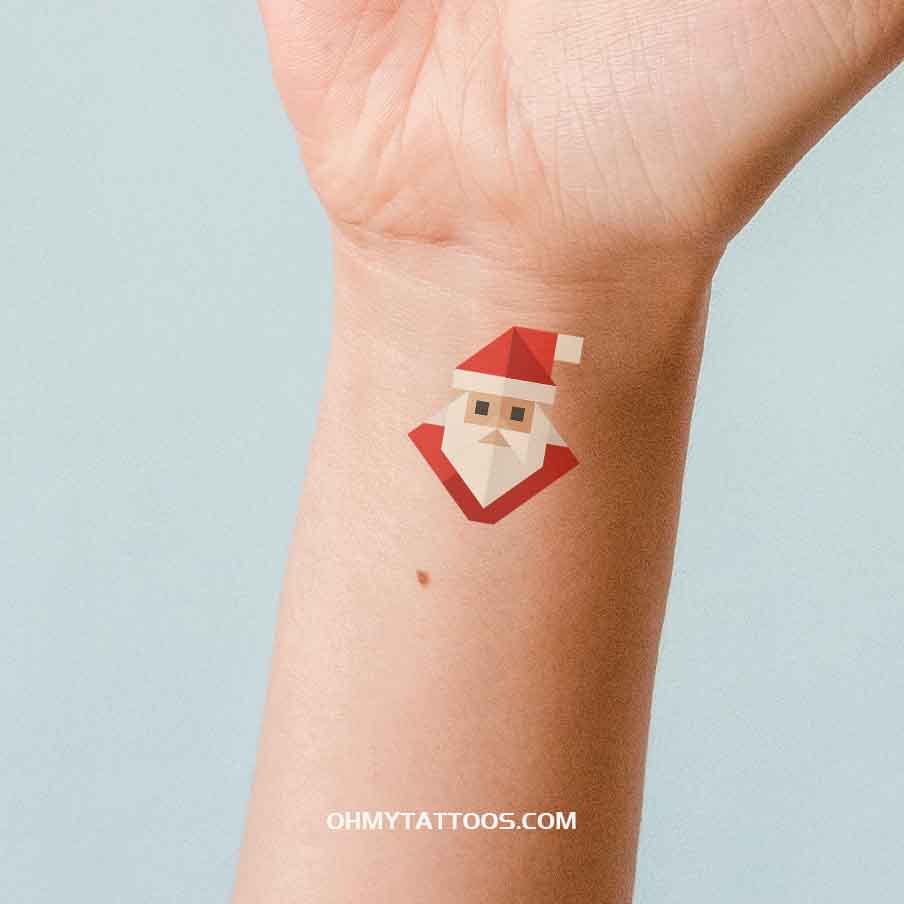 OHMYTATTOOS Geometric Santa Claus Temporary Tattoo (Set of 3)