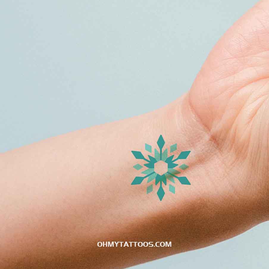 OHMYTATTOOS Geometric Snowflake Temporary Tattoo(Set of 3)