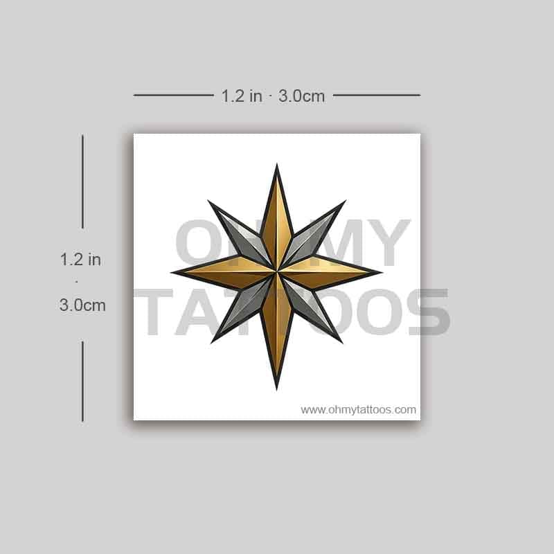 OHMYTATTOOS Geometric Star of Bethlehem with Metallic Accents Temporary Tattoo(Set of 3)