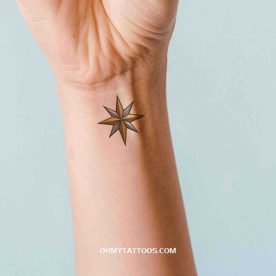 OHMYTATTOOS Geometric Star of Bethlehem with Metallic Accents Temporary Tattoo(Set of 3)
