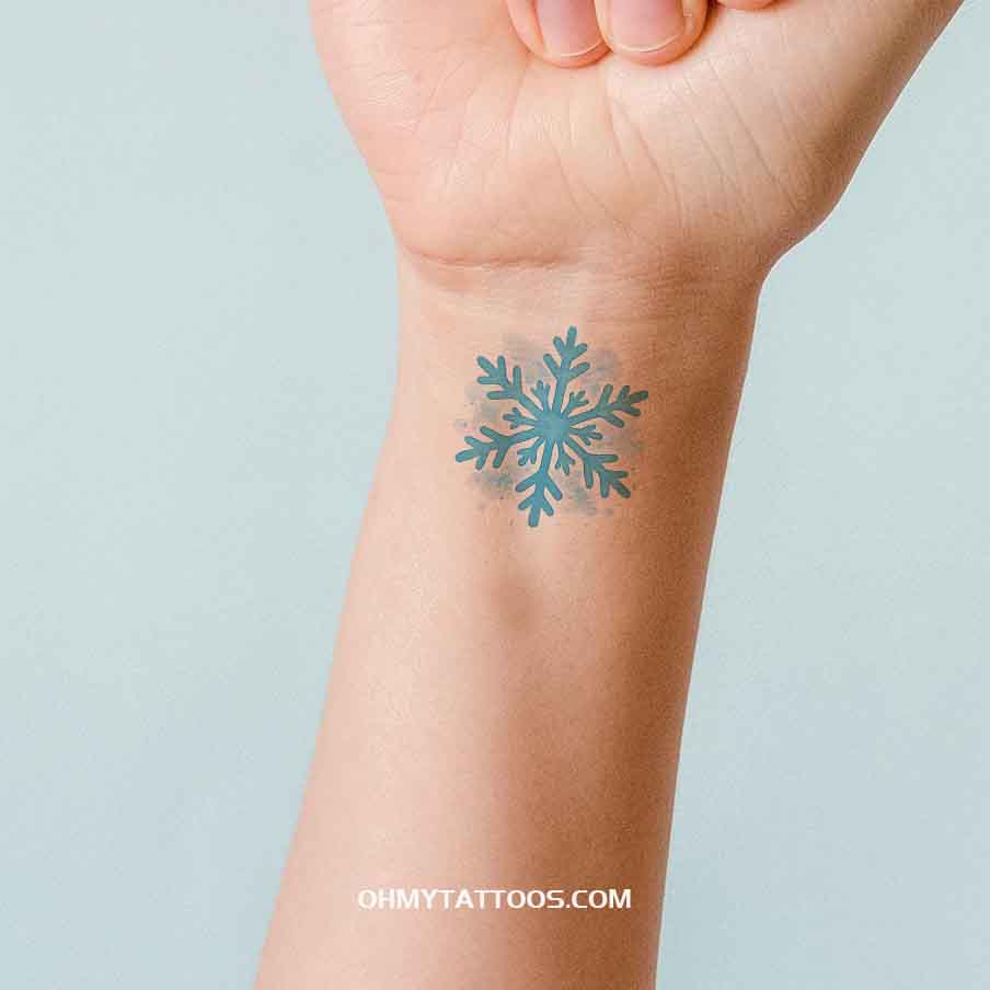 OHMYTATTOOS Gradient Watercolor Snowflake Temporary Tattoo(Set of 3)