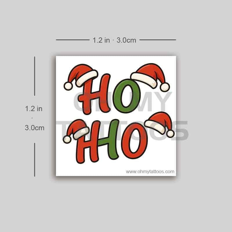 OHMYTATTOOS Ho Ho Ho Santa Hat Temporary Tattoo(Set of 3)