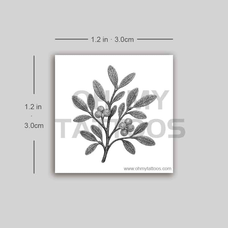 OHMYTATTOOS Intricate Black and White Holly Leaves Temporary Tattoo(Set of 3)