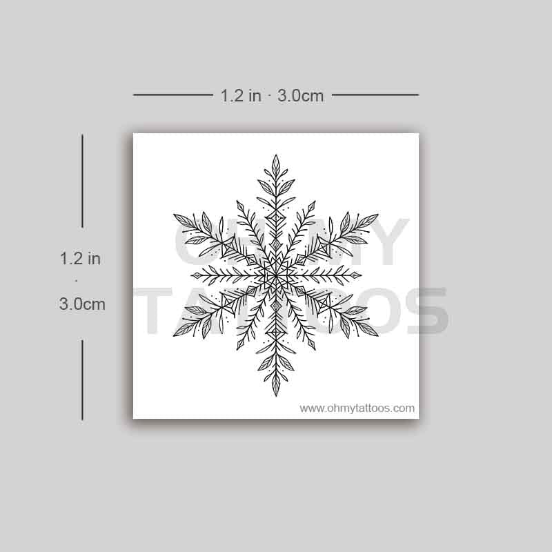 OHMYTATTOOS Intricate Snowflake Art Temporary Tattoo (Set of 3)
