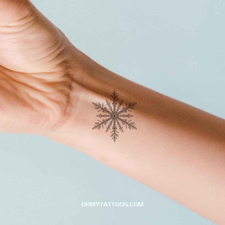 OHMYTATTOOS Intricate Snowflake Art Temporary Tattoo (Set of 3)