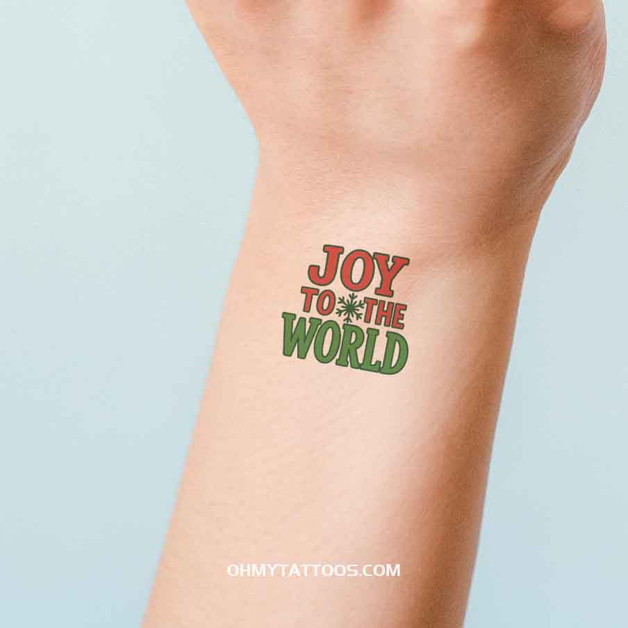 OHMYTATTOOS Joy to the World Christmas Temporary Tattoo(Set of 3)