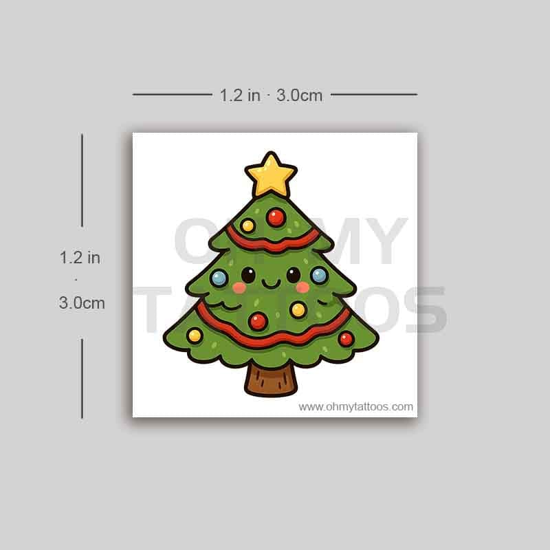 OHMYTATTOOS Kawaii Christmas Tree Temporary Tattoo (Set of 3)