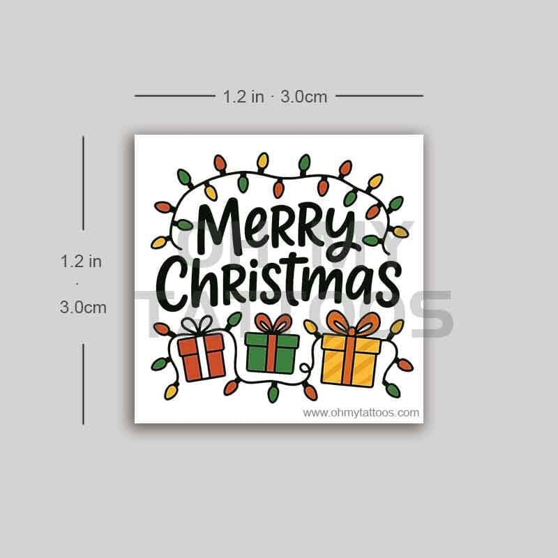 OHMYTATTOOS Merry Christmas with Gifts and Lights Temporary Tattoo(Set of 3)