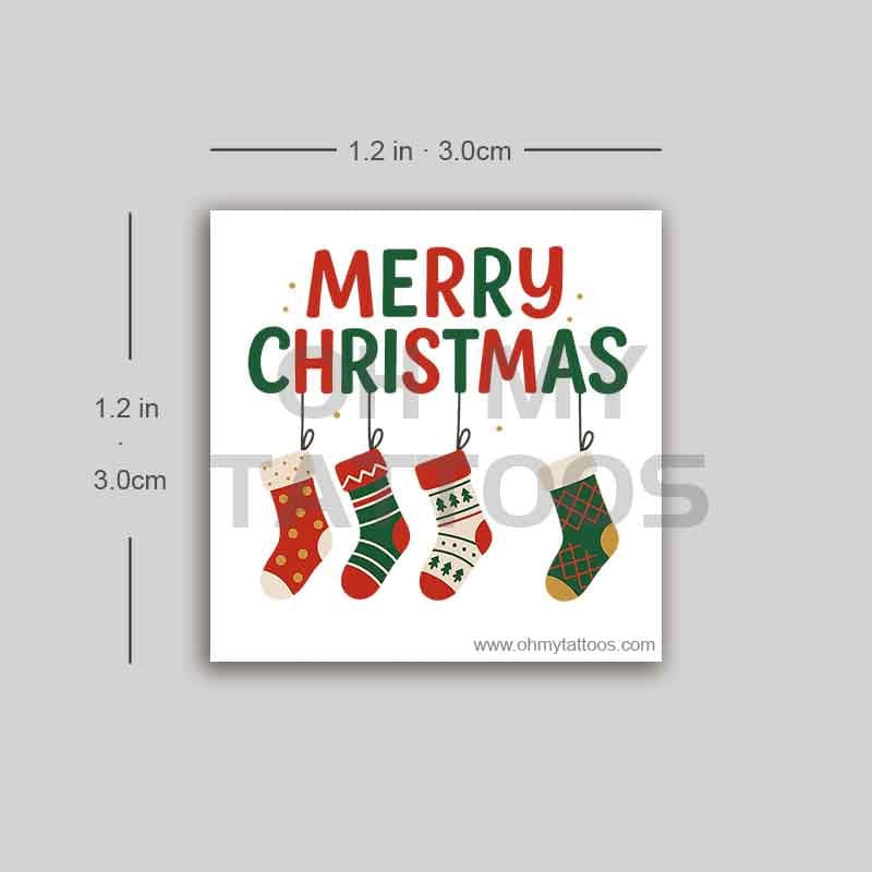 OHMYTATTOOS Merry Christmas with Stockings Temporary Tattoo(Set of 3)